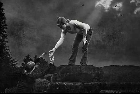 woman helping hand b&w hkoppdelaney comm flickr